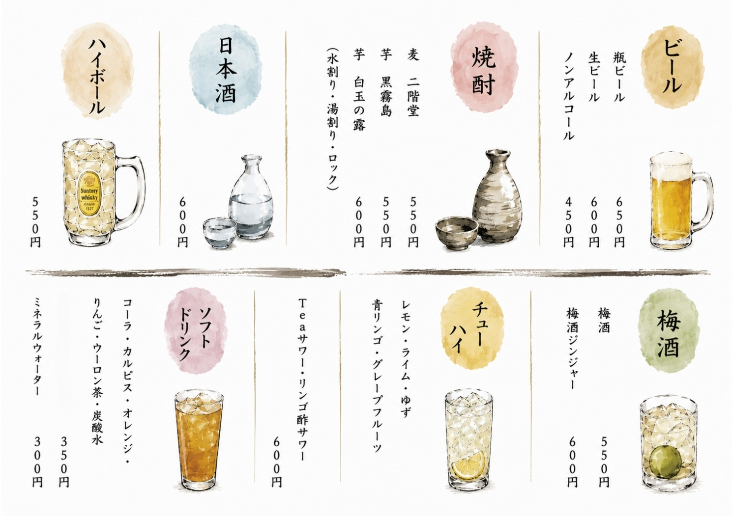 串や 店内メニュー表（1枚目）